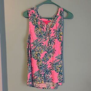Lilly Pulitzer Pink and Green Tropical Print Top